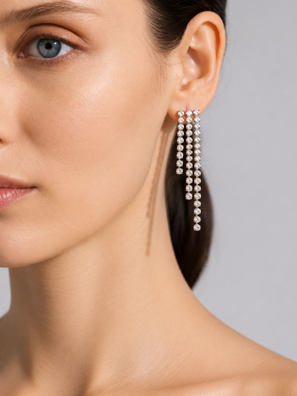 Gold -Tone Rhinestone Linear Drop Earrings